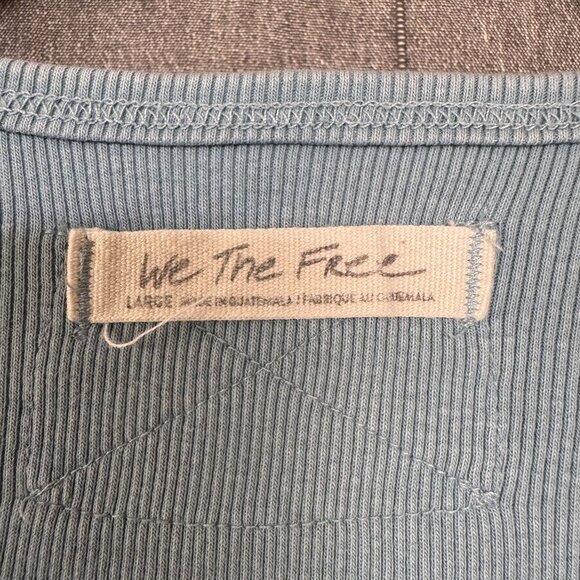 Free People We The Free Lightning Cloudy Blue Long Sleeve Crop T Shirt Size L - Picture 7 of 9